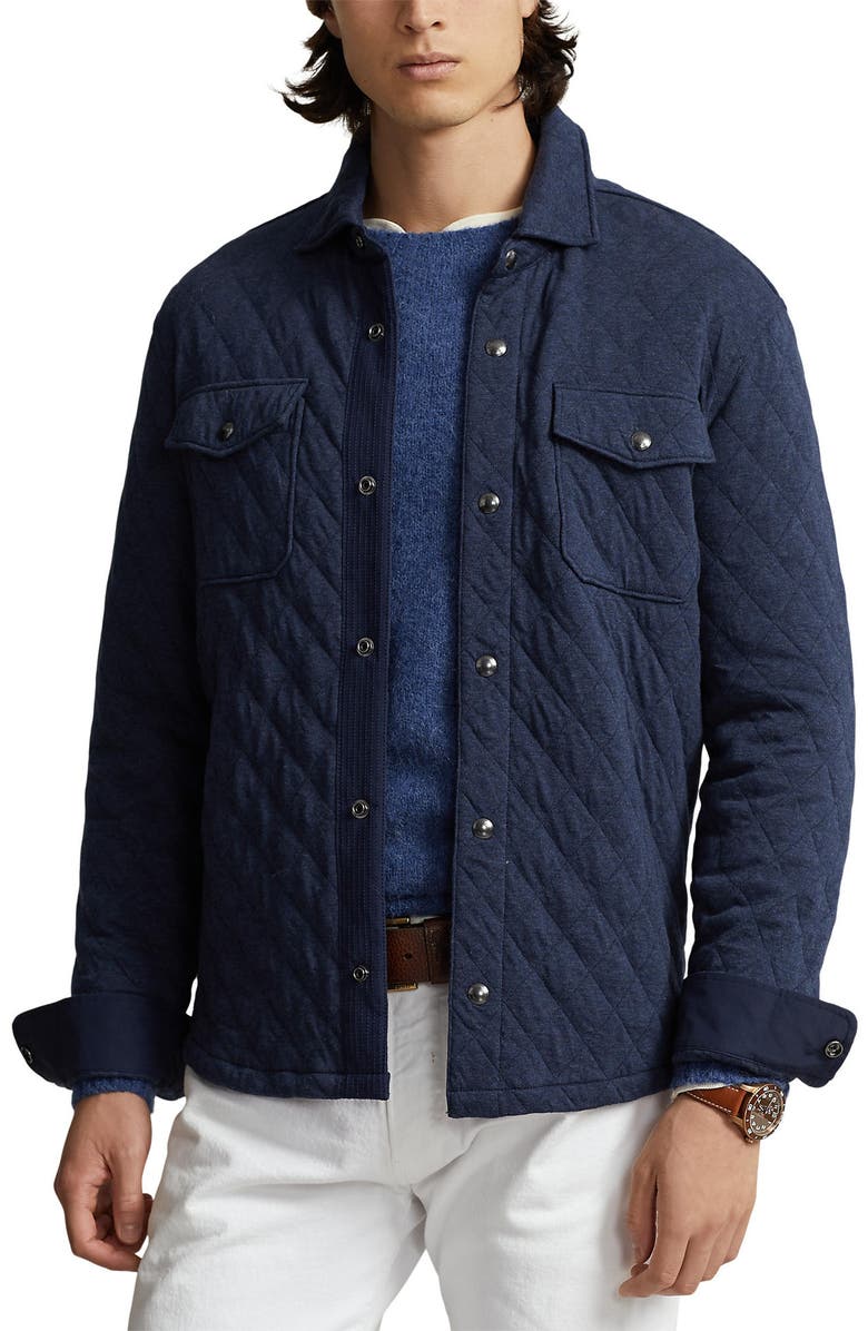 Polo Ralph Lauren Double Knit Quilted Jersey Shirt Jacket, Main, color, 