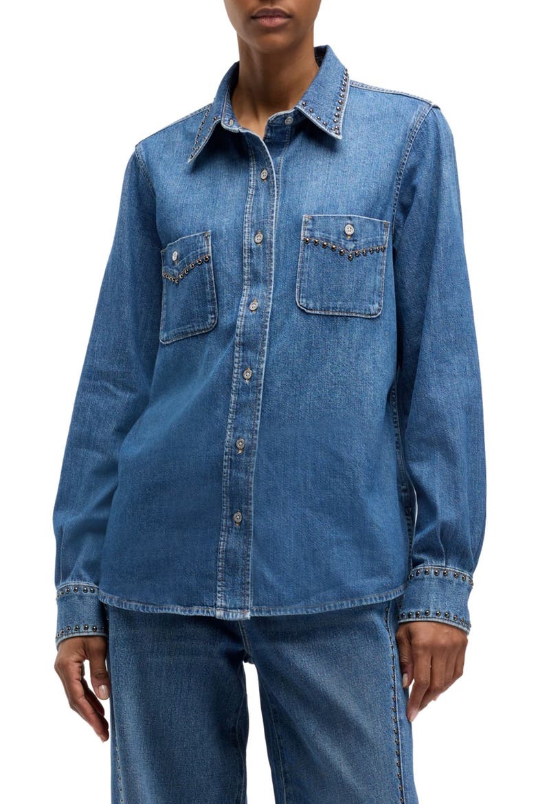 Western Stud Denim Shirt, Main, color, STREET WISE WIT