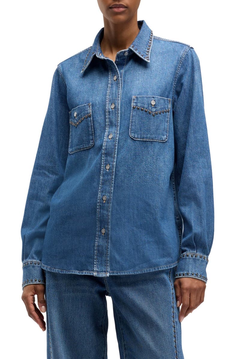 Seven Western Stud Denim Shirt, Main, color, Street Wise Wit