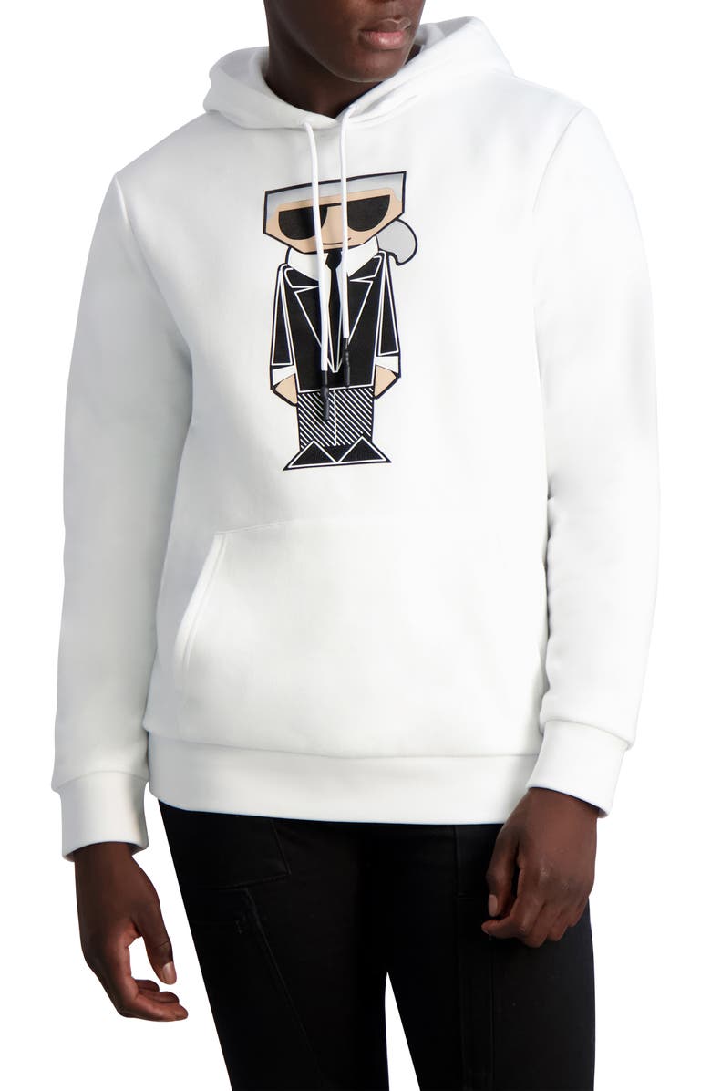 KARL LAGERFELD PARIS Kocktail Karl Graphic Hoodie, Main, color, White