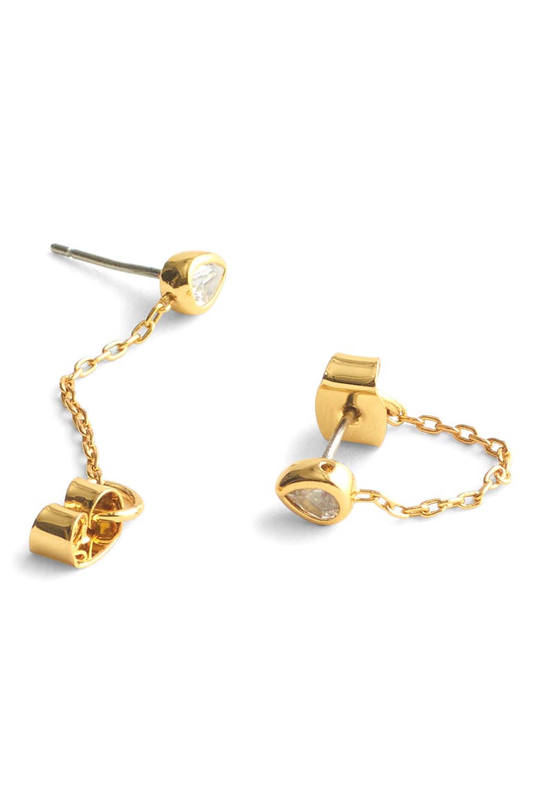 Pear Drop Front-Back Earrings, Main, color, WARM GOLD