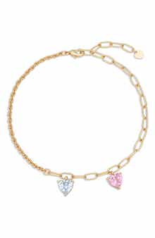 14k Gold Plated Heart Charm Chain Bracelet