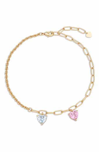 14k Gold Plated Heart Charm Chain Bracelet