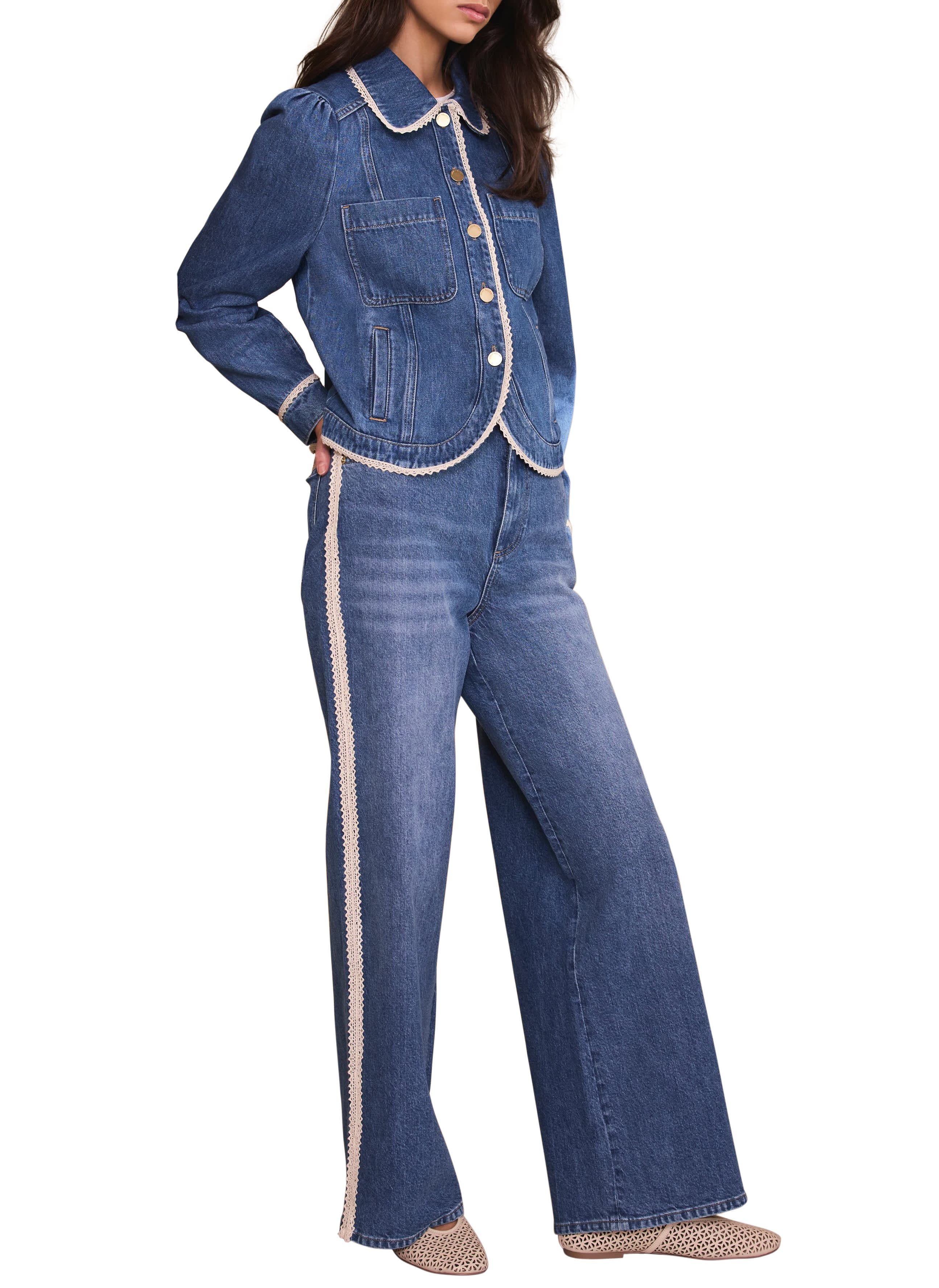 Lace Trim Straight Jeans - image 2