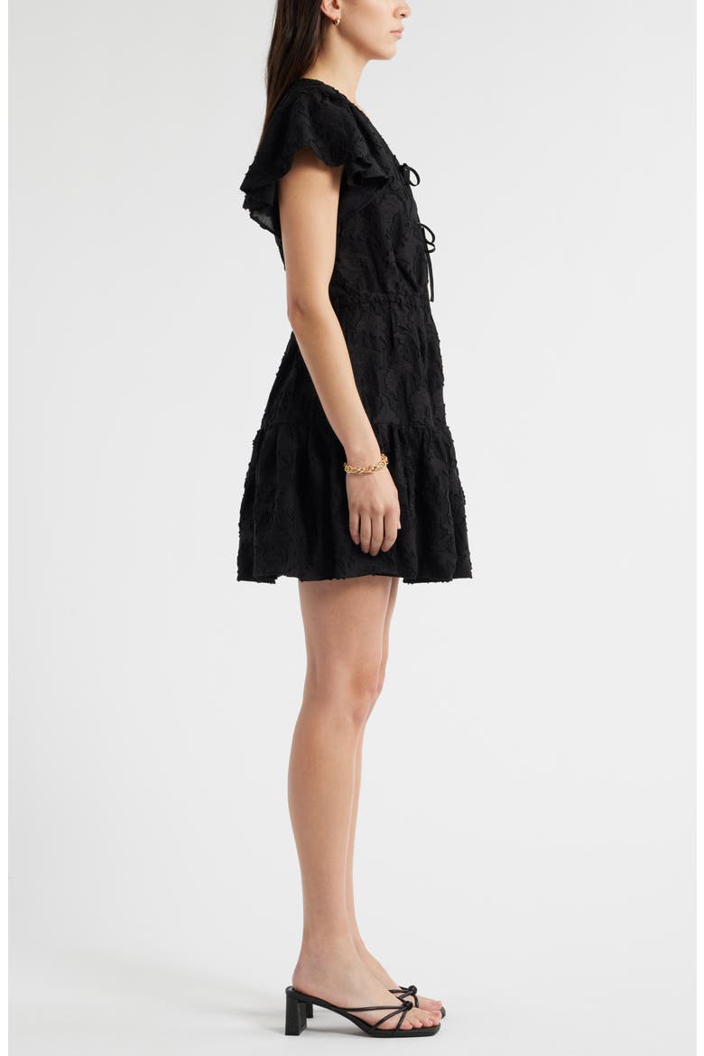 Tonal Floral Jacquard Dress, Alternate, color, BLACK