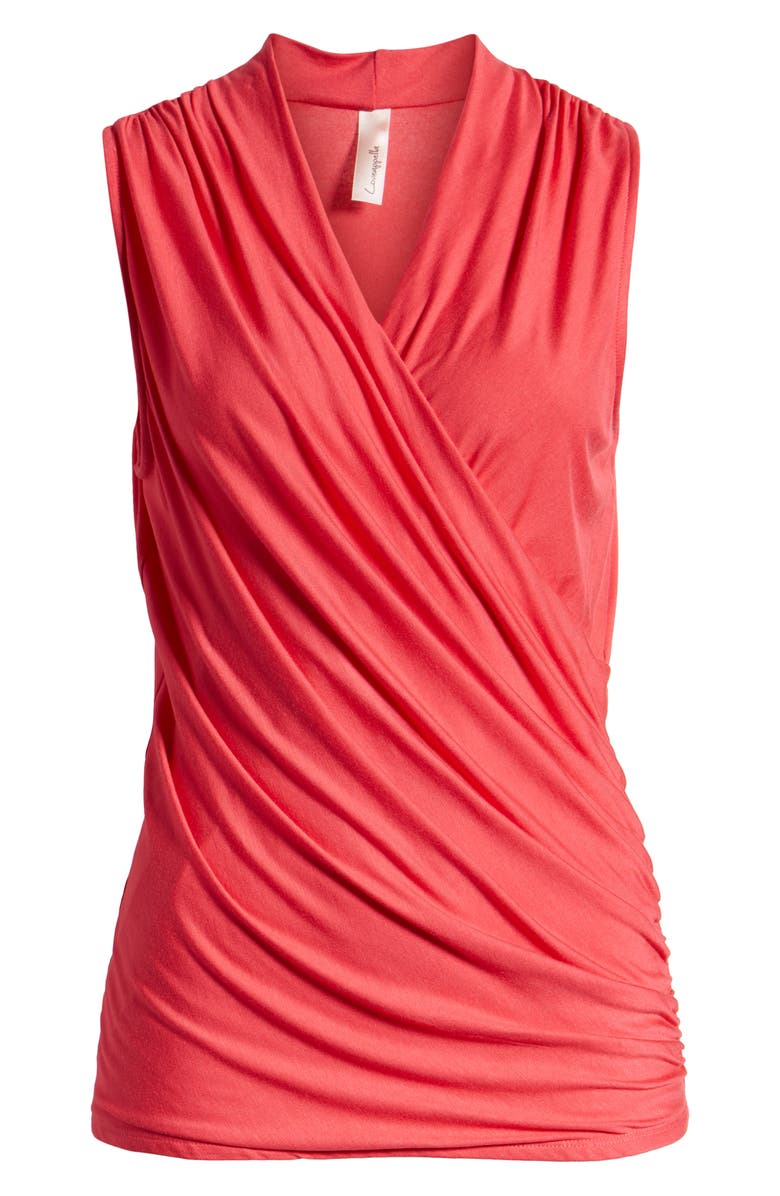 Loveappella Cross Drape Sleeveless Top, Alternate, color, Azalea
