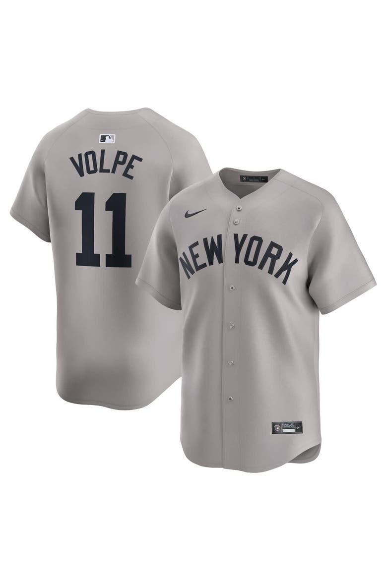 Men's Nike Anthony Volpe Gray New York Yankees Away Limited Player Jersey, Main, color, Gray