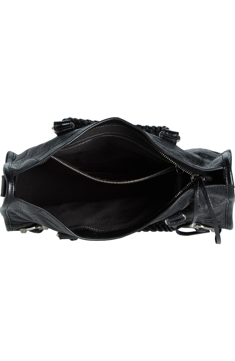 Balenciaga Small Le City Crinkle Leather Top Handle Bag, Alternate, color, 1000 Black