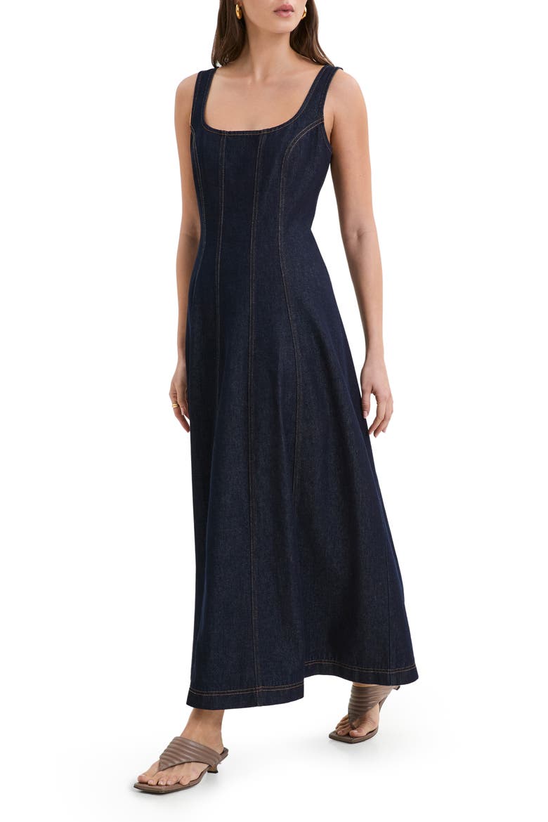 Melrose Denim Maxi Dress, Alternate, color, DARK BLUE