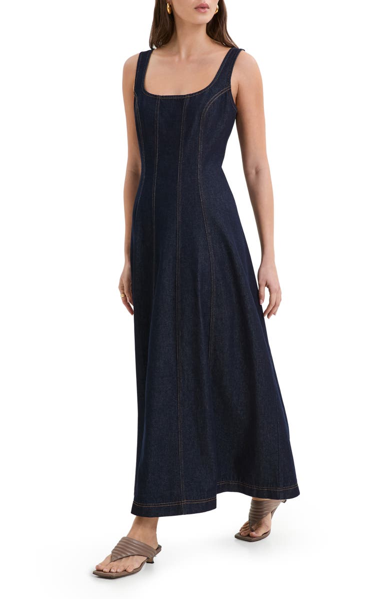 Marcella Melrose Denim Maxi Dress, Alternate, color, Dark Blue