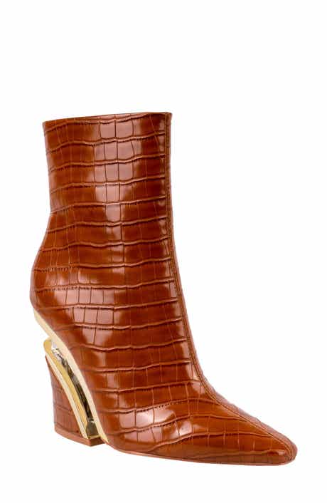 NINETY UNION Via Croc Embossed Block Heel Bootie