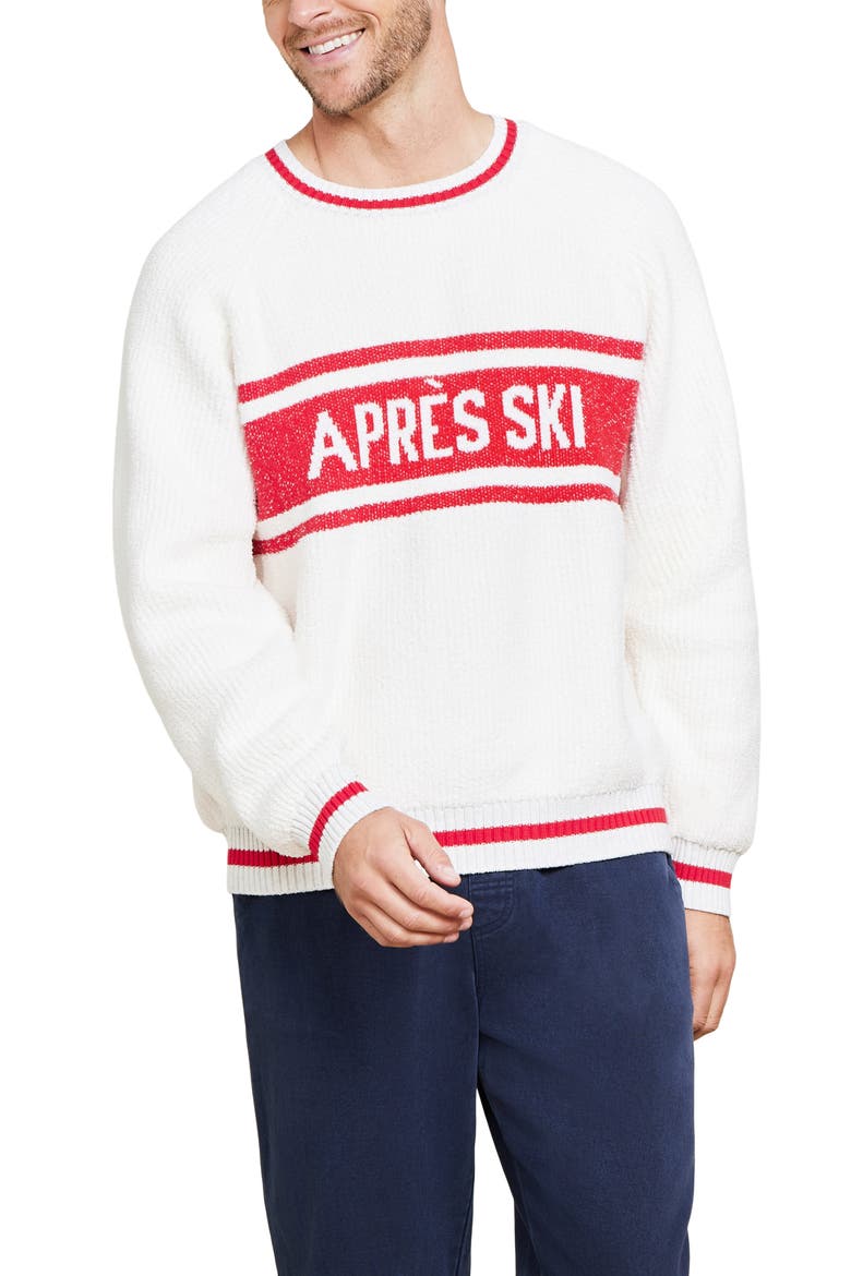 CozyChic® Aprés Ski Sweater, Alternate, color, CREAM/ AMERICANA RED
