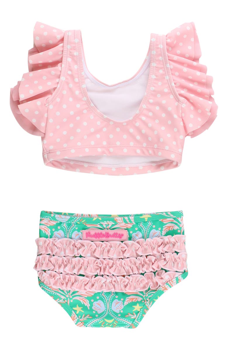 RuffleButts Kids' Coconut Cabana Butterfly Two-Piece Swimsuit, Alternate, color, Green
