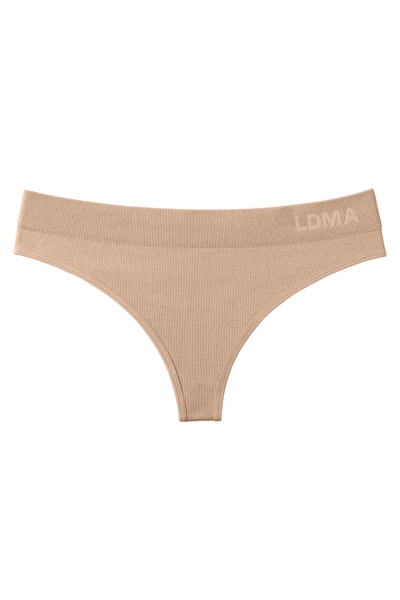Low Hide Ribbed Thong, Alternate, color, Dusty Nude