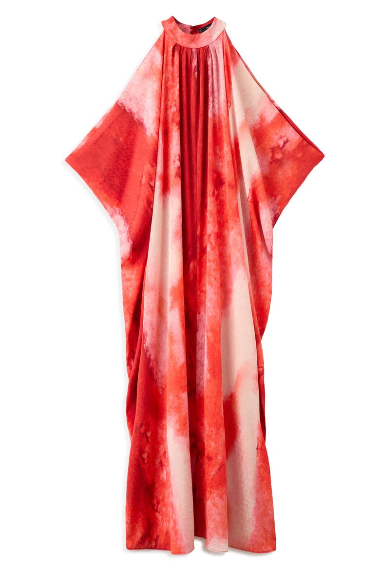 Print Cold Shoulder Maxi Dress, Alternate, color, RED