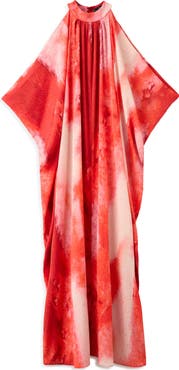 MANGO Print Cold Shoulder Maxi Dress