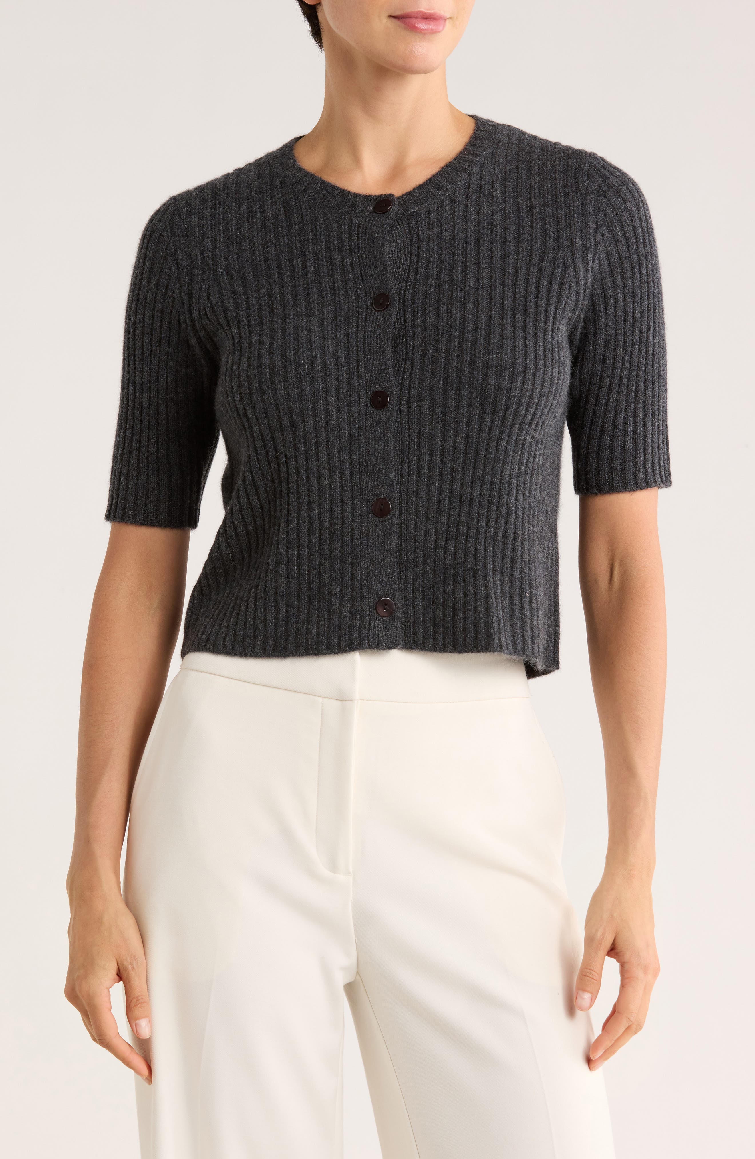 Magaschoni Short Sleeve Cashmere Cardigan