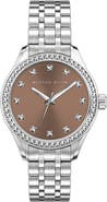 Alfred Sung Crystal Stone Bracelet Watch, 29x23mm
