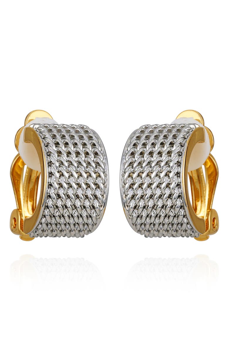 T Tahari Textured Two-Tone Clip-On Earrings, Main, color, Rose Gold Tone