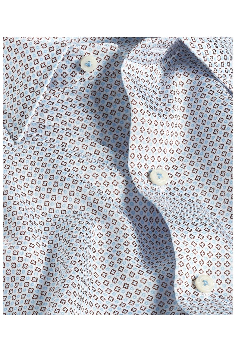 Micro Print Lyocell Short Sleeve Shirt, Alternate, color, WHITE/ CHOCOLATE