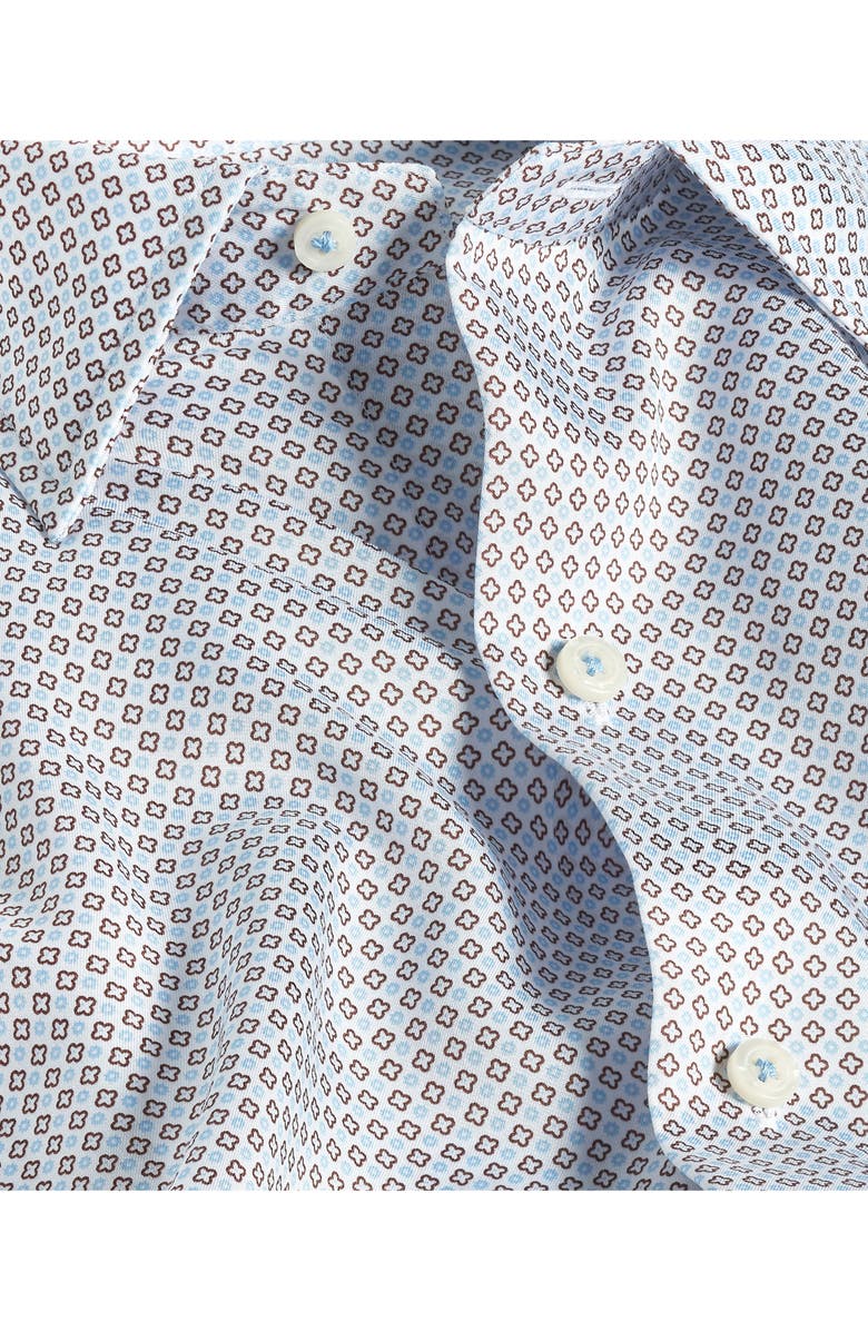 David Donahue Micro Print Lyocell Short Sleeve Shirt, Alternate, color, White/ Chocolate