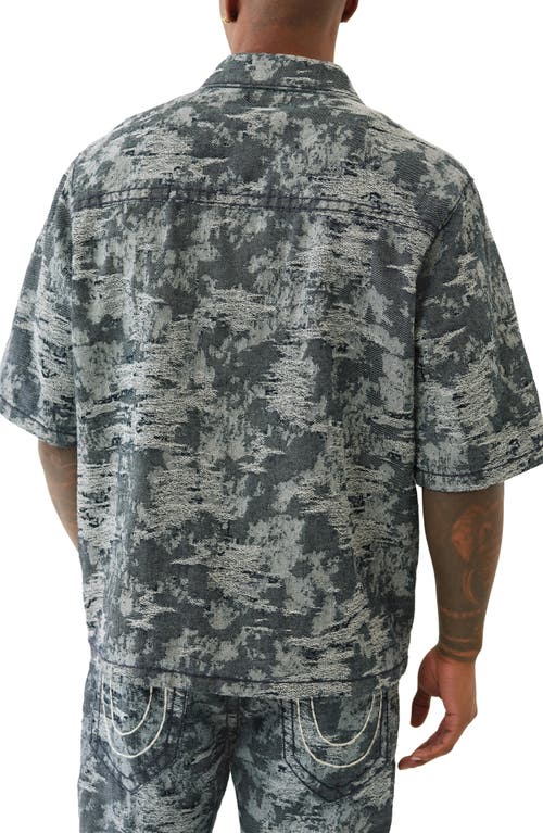 True Religion Super T Oversize Short Sleeve Distressed Denim Button-up Shirt In Multi