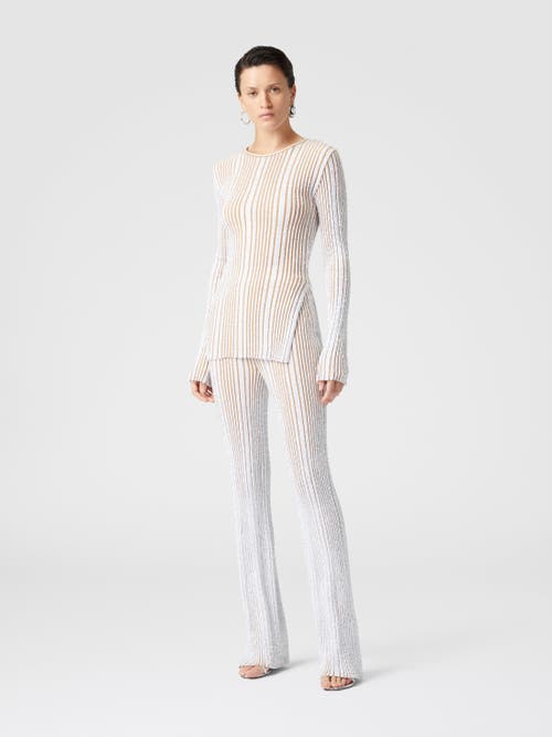 MISSONI MISSONI RIBBED STRETCH FLARED TROUSERS WITH SEQUINS 