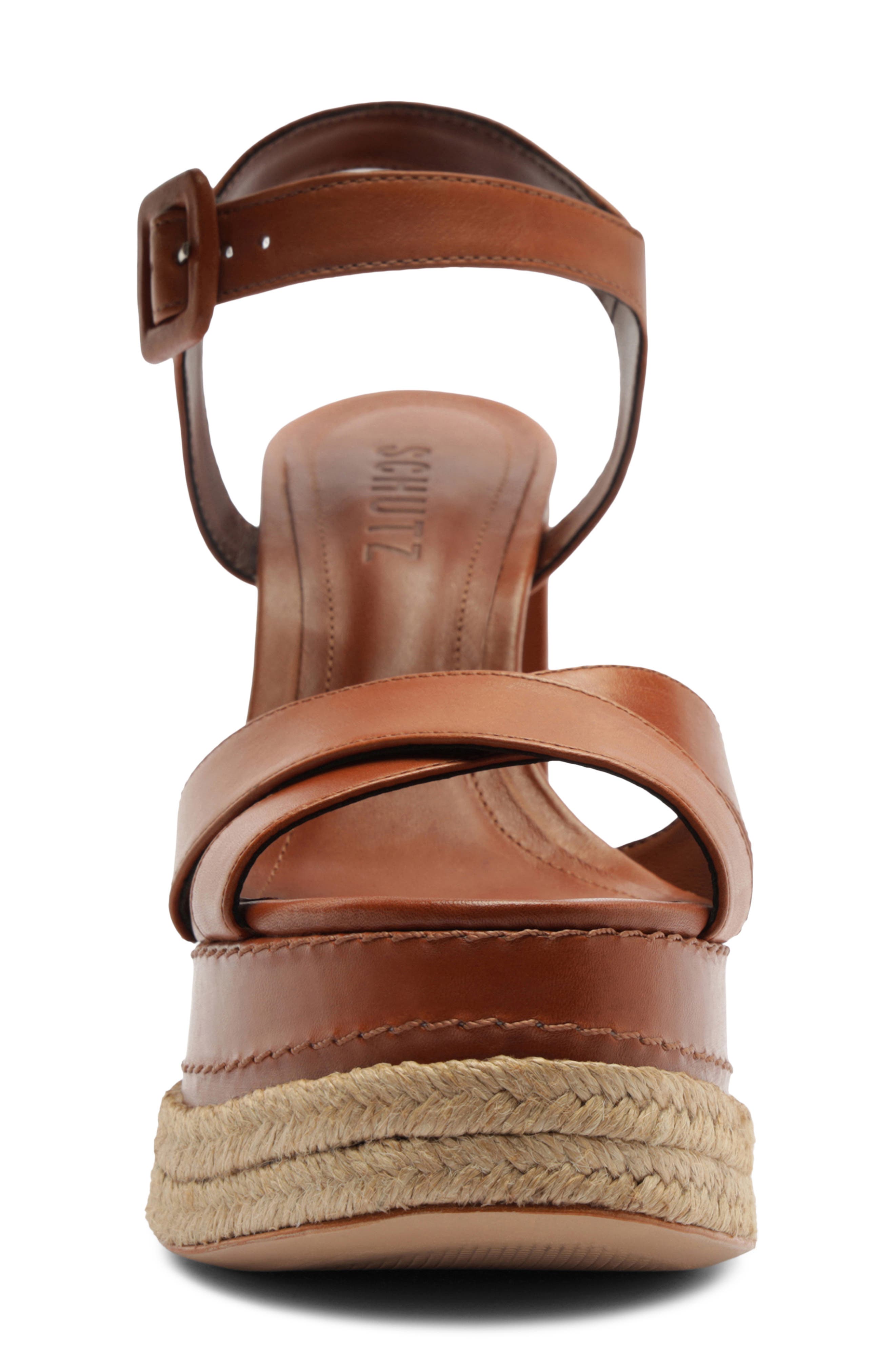 Schutz Hilda Ankle Strap Platform Sandal, Alternate, color, Cognac