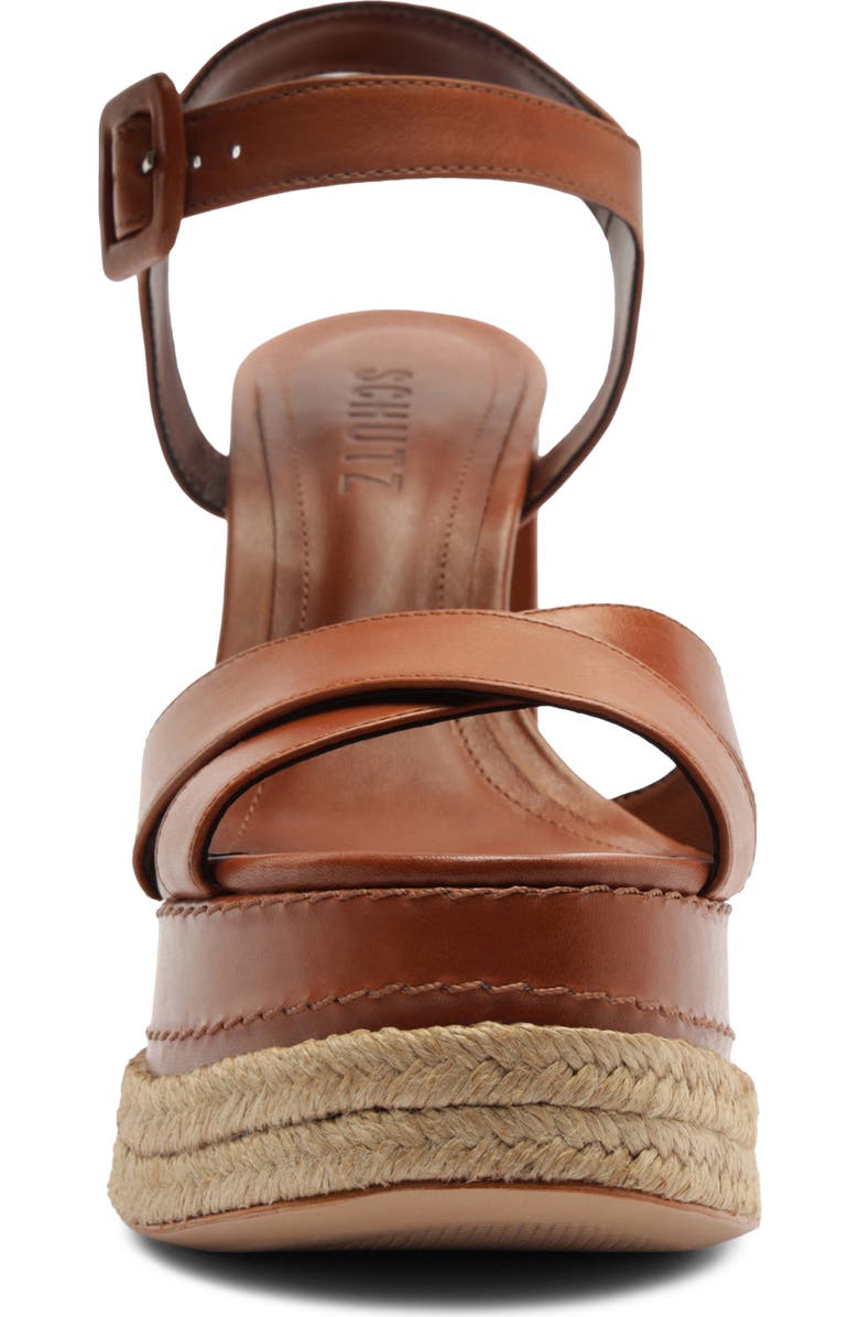 Schutz Hilda Ankle Strap Platform Sandal, Alternate, color, Cognac