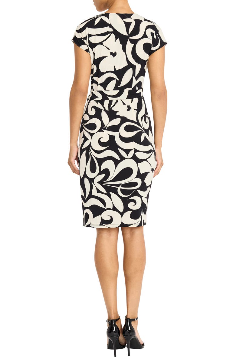Maggy London Matte Jersey Faux Wrap Dress, Alternate, color, Black/ Ivory