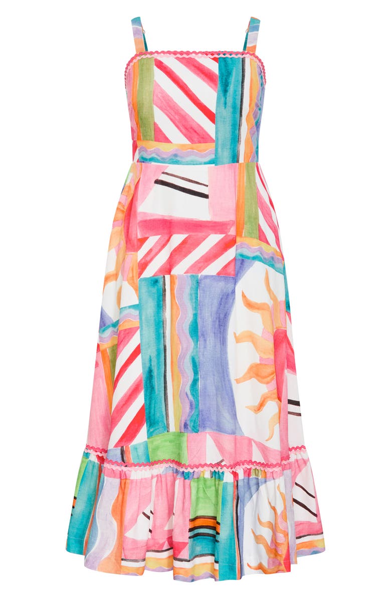 City Chic Sunlit Print Sleeveless Maxi Dress, Alternate, color, 