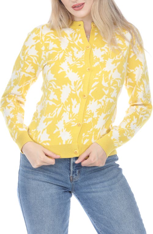 Rain And Rose Floral Crop Cardigan In Yellow