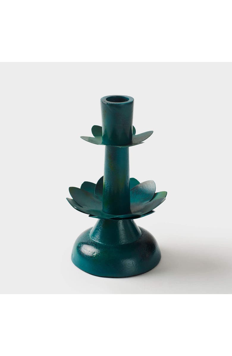 Mela Artisans Green Lotus Bloom Tapered Candleholders, Alternate, color, Green