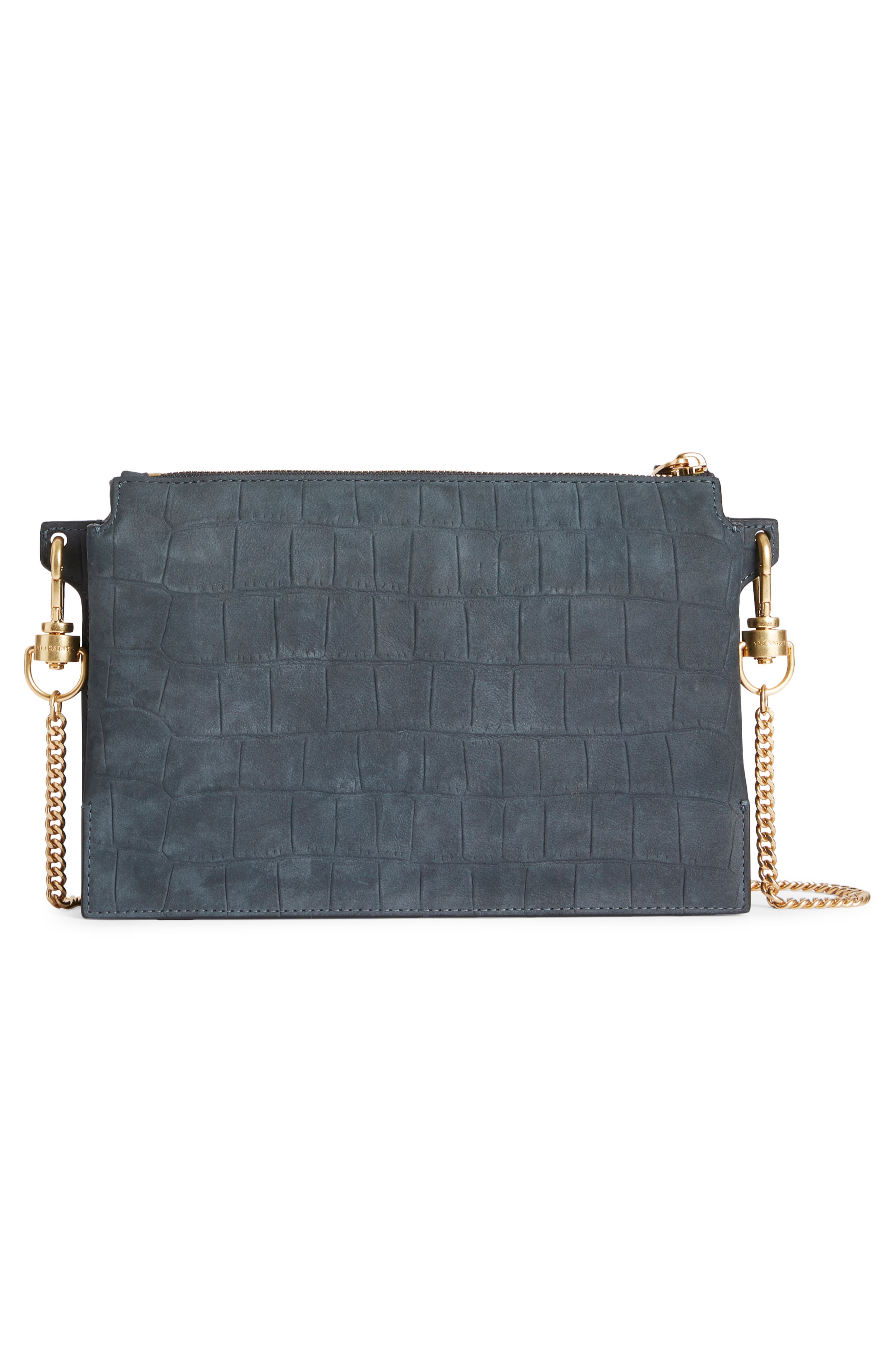 Fletcher Croc Embossed Leather Crossbody Bag, Alternate, color, PETROL BLUE
