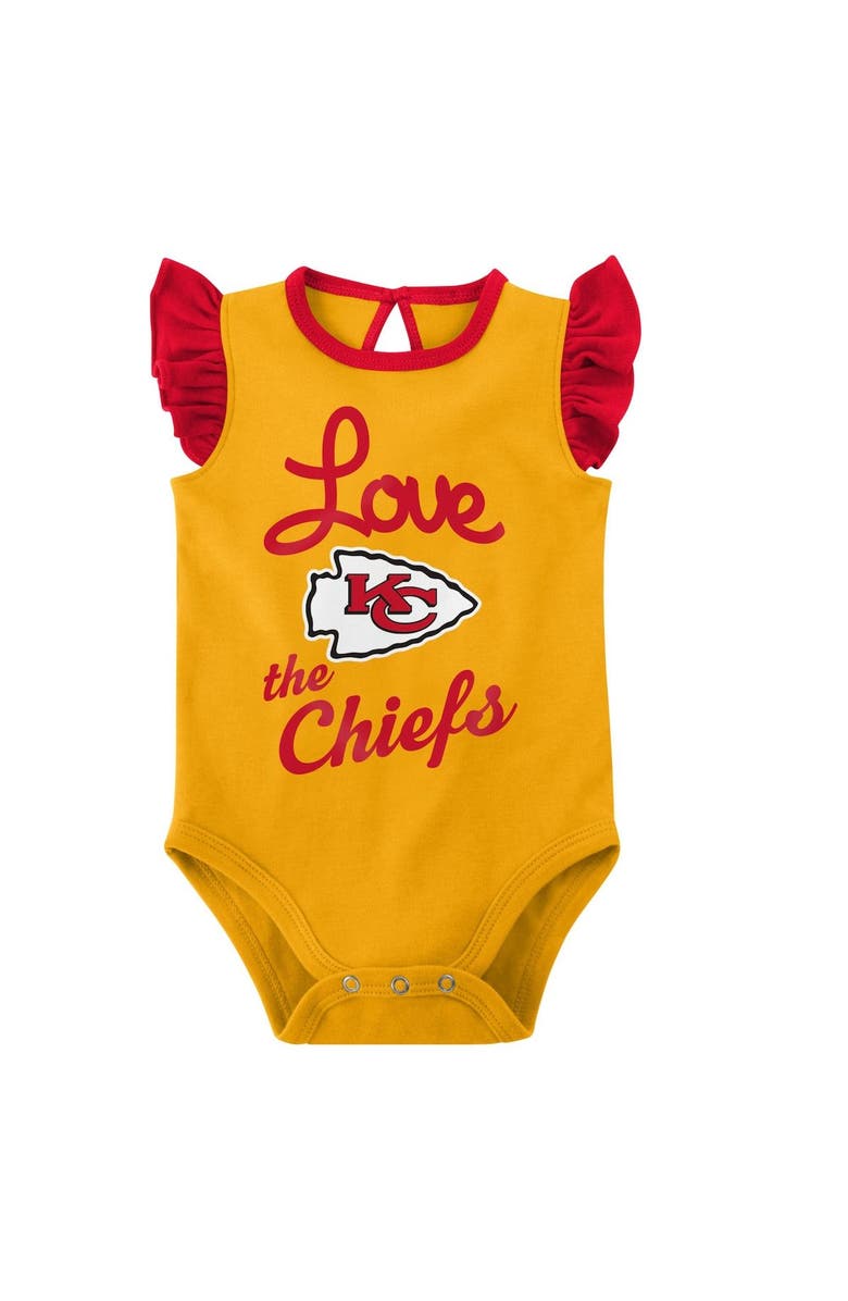 Outerstuff Girls Newborn & Infant Red/Gold Kansas City Chiefs Spread the Love 2-Pack Bodysuit Set, Alternate, color, 