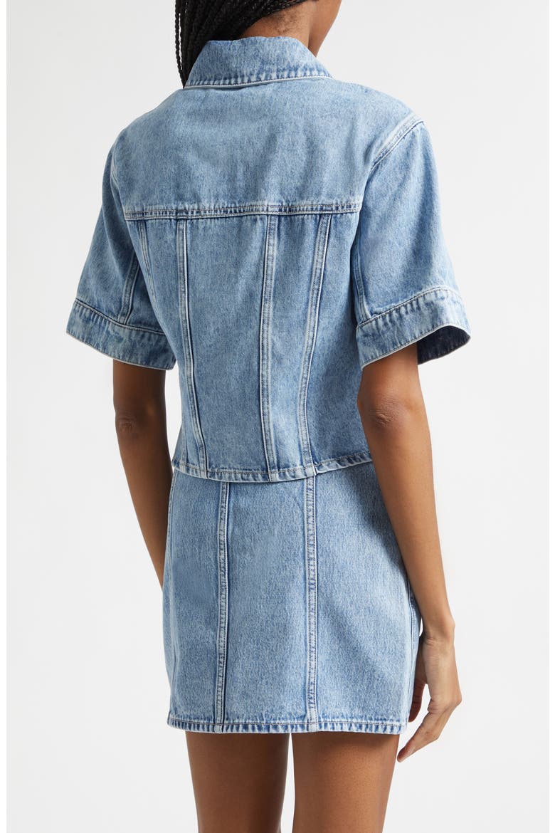 Malcom Short Sleeve Denim Jacket, Alternate, color, SILVER DUST