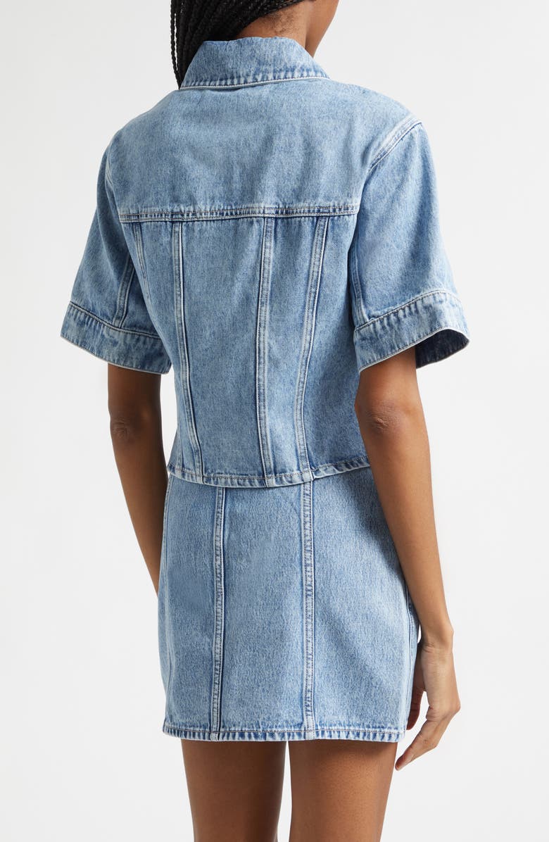 Veronica Beard Malcom Short Sleeve Denim Jacket, Alternate, color, Silver Dust