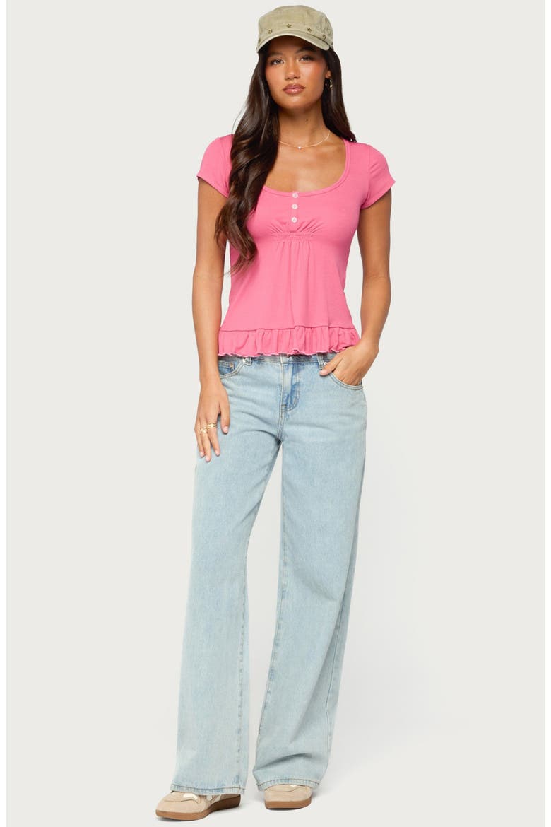 Liliannah Ruffle Babydoll Top, Alternate, color, FUCHSIA