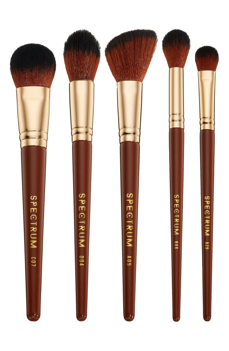 SPECTRUM Pantherine 5-Piece Makeup Brush Set $56 Value, Main, color, Brown