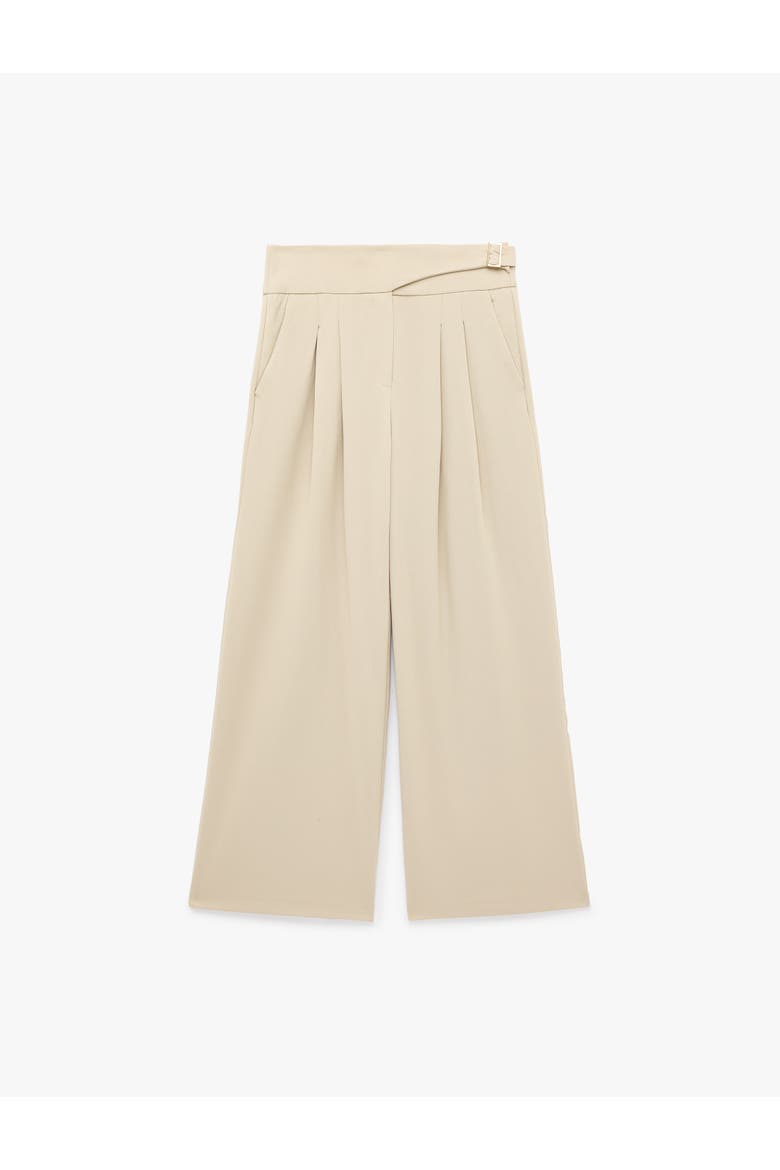 Pleated Wide Leg Belted Trousers, Alternate, color, BEIGE