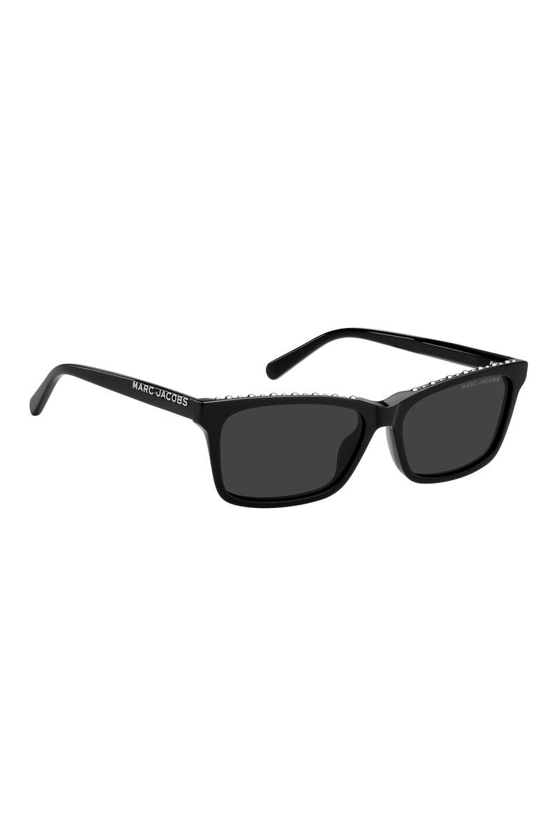 54mm Rectangular Sunglasses, Alternate, color, BLACK/ GREY