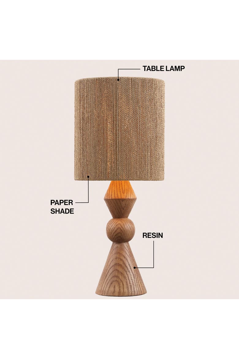 Orbic Taper Cottage Resin/Metal LED Table Lamp with Paper Rope Shade, Alternate, color, Brown Wood Finish