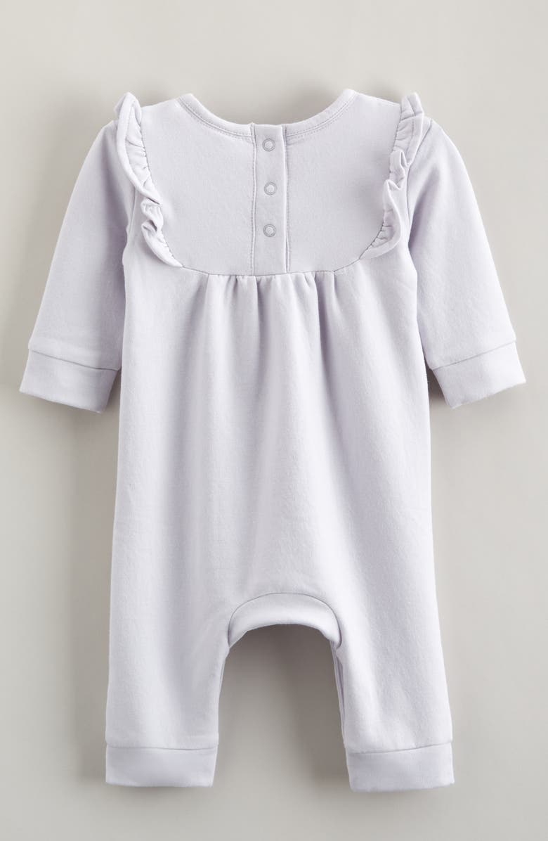 Nordstrom Ruffle Detail Fleece Romper, Alternate, color, Purple Hint Ingrid Floral