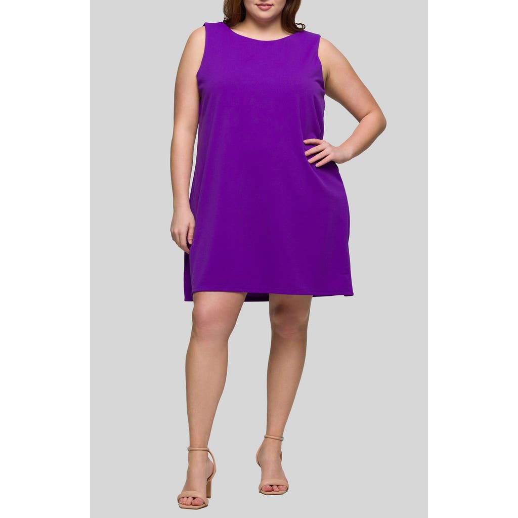 24seven Comfort Apparel Plus Size Sleeveless Mini Shift Dress In Purple