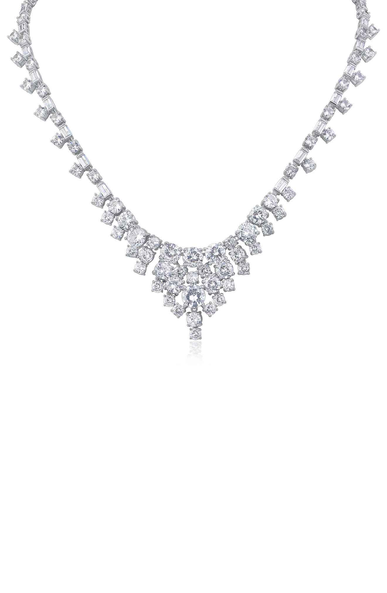 CZ by Kenneth Jay Lane Round Cubic Zirconia Graduated Drop Necklace