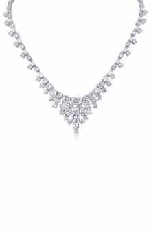 CZ by Kenneth Jay Lane Round Cubic Zirconia Graduated Drop Necklace