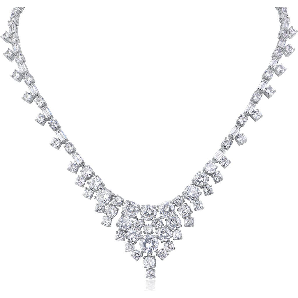 CZ by Kenneth Jay Lane Round Cubic Zirconia Graduated Drop Necklace in Silver at Nordstrom Rack, Size 16"