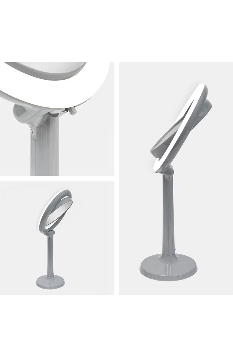 Zadro Hudson Lighted Makeup Mirror with 8X/1X Magnifications & Suction Cup, Alternate, color, Gray