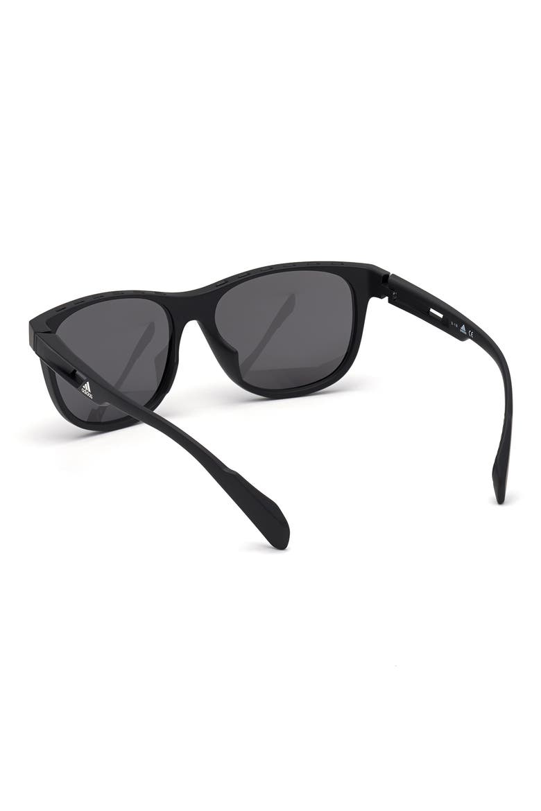 55mm Round Sunglasses, Alternate, color, MATTE BLACK / SMOKE POLARIZED