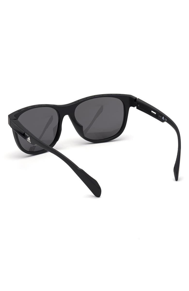 adidas 55mm Round Sunglasses, Alternate, color, Matte Black / Smoke Polarized